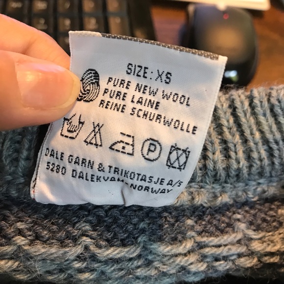 Dale Of Norway Wool Cardigan Sweater-Blue Ivory-XS - Picture 11 of 11